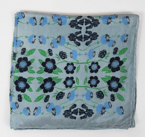 Les Belles Vagabondes Floral Silk Square - Blue