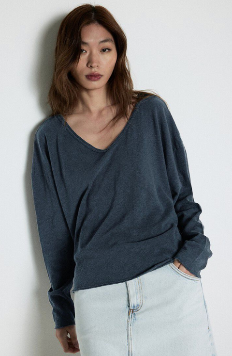 American Vintage Sonoma Long Sleeve T-Shirt - Vintage Navy