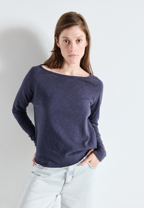 American Vintage Sonoma Long Sleeve Boatneck T-Shirt - Vintage Navy