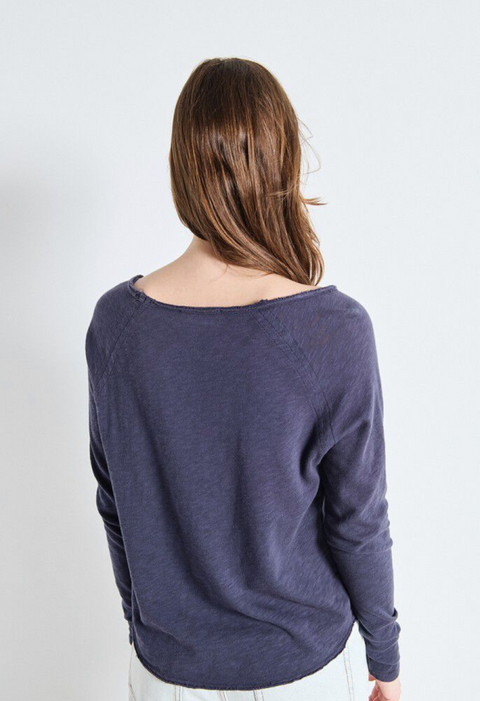 American Vintage Sonoma Long Sleeve Boatneck T-Shirt - Vintage Navy