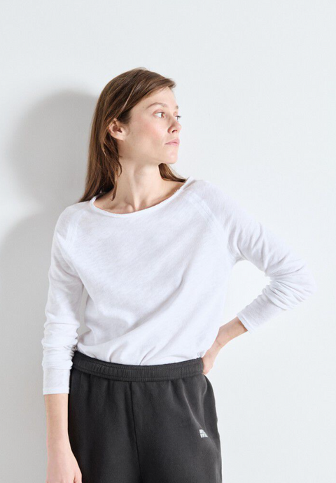 American Vintage Sonoma Long Sleeve Boatneck T-Shirt - White