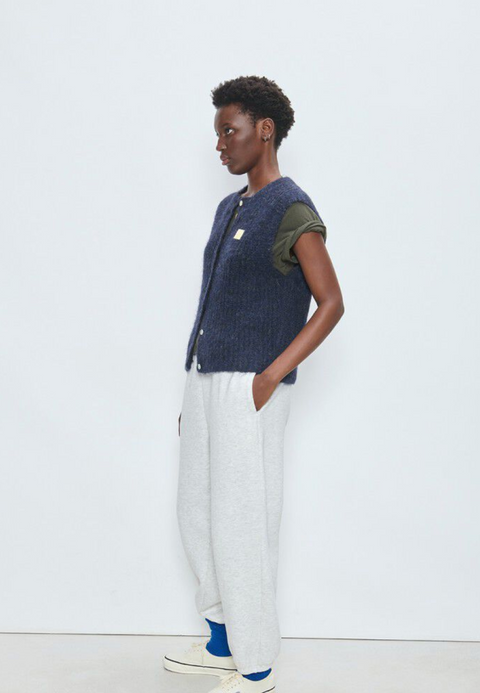 American Vintage East Sleeveless Knit Vest - Navy Melange