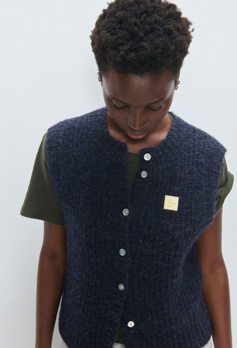 American Vintage East Sleeveless Knit Vest - Navy Melange