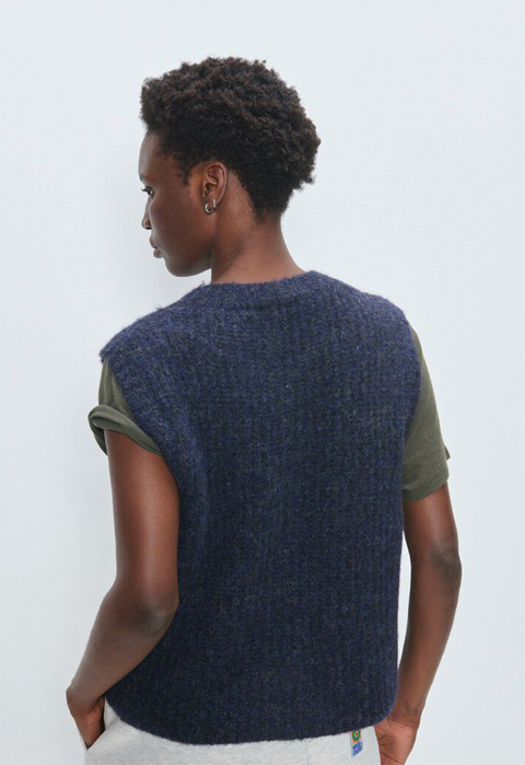 American Vintage East Sleeveless Knit Vest - Navy Melange
