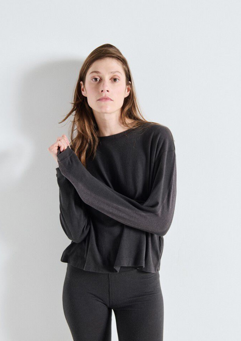 American Vintage Ypawood Long Sleeve T-Shirt - Carbon Melange