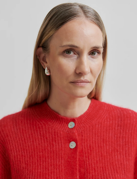 Second Female Andrea Rib Knit Cardigan - Goji Berry