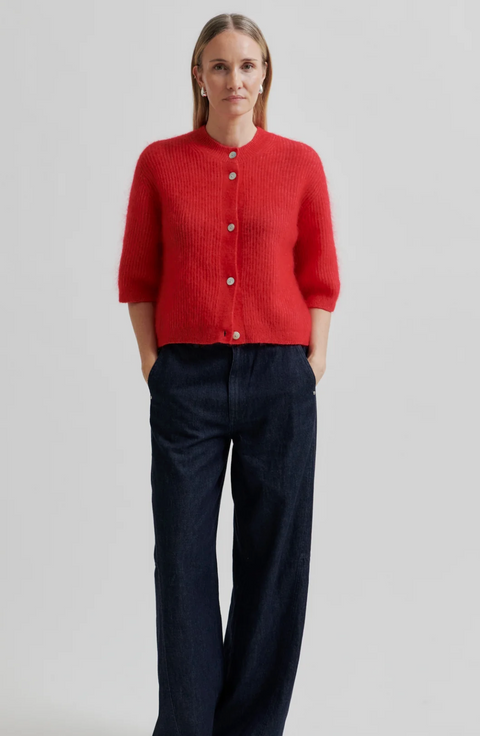 Second Female Andrea Rib Knit Cardigan - Goji Berry