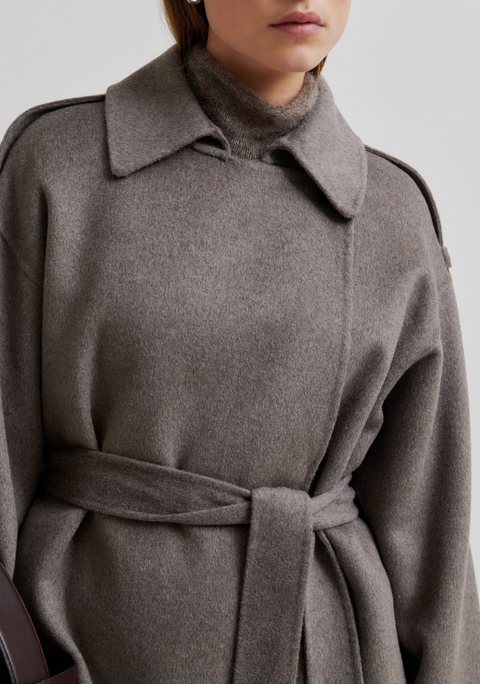 Second Female Walance Belted Jacket - Brown Melange