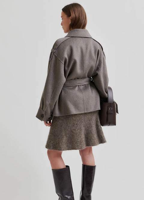 Second Female Walance Belted Jacket - Brown Melange