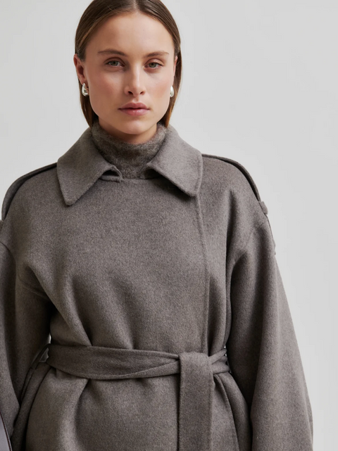 Second Female Walance Belted Jacket - Brown Melange