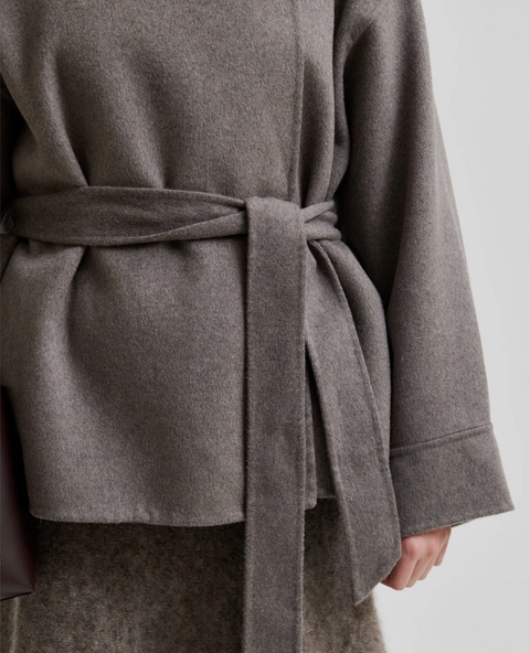 Second Female Walance Belted Jacket - Brown Melange