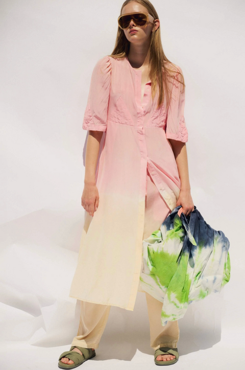 Luuda Silk Shirt Dress - Seashell