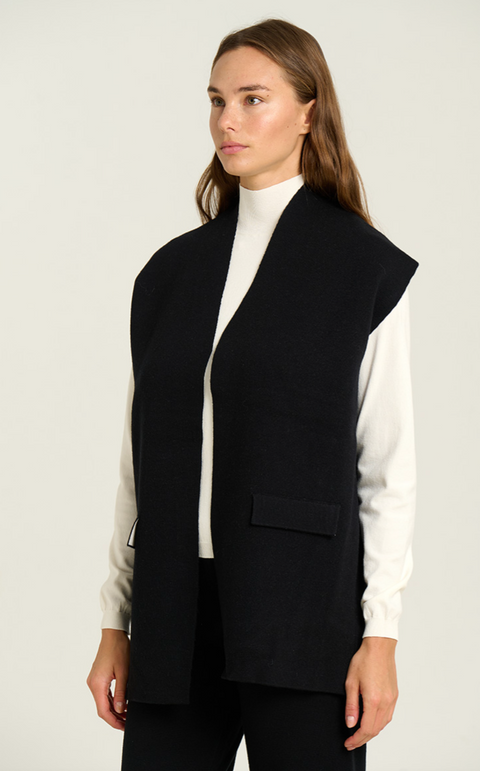 Sita Murt Sleeveless Longline Vest - Black