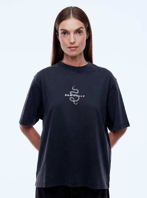 Ena Pelly Vintage Snake Tee - Vintage Black