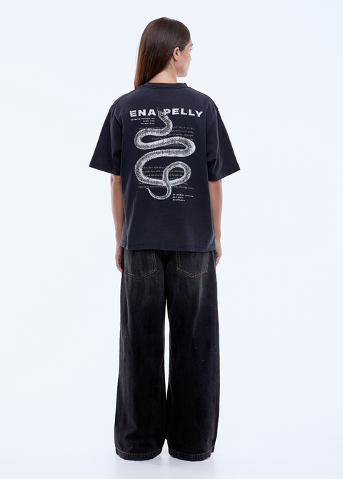 Ena Pelly Vintage Snake Tee - Vintage Black