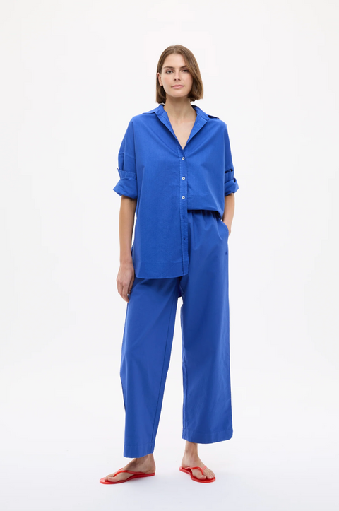 LMND Mara Oversized Long Sleeve Shirt - Cobalt Blue