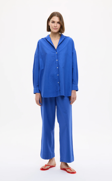LMND Mara Oversized Long Sleeve Shirt - Cobalt Blue