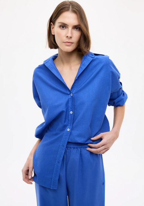 LMND Mara Oversized Long Sleeve Shirt - Cobalt Blue