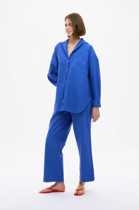LMND Mara Oversized Long Sleeve Shirt - Cobalt Blue