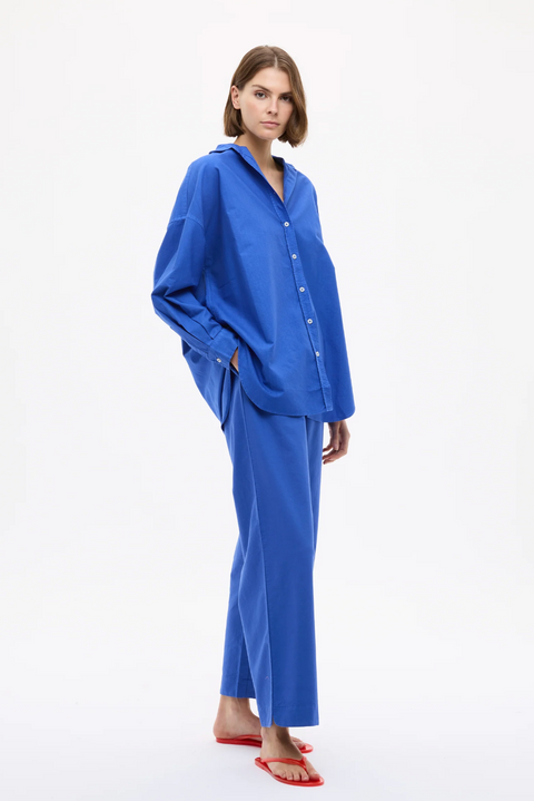 LMND Mara Oversized Long Sleeve Shirt - Cobalt Blue