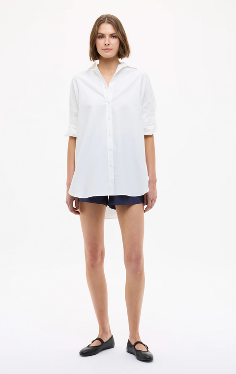 LMND Mara Oversized Long Sleeve Shirt - White