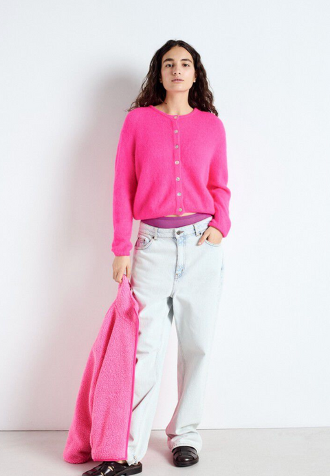 American Vintage Vitow Cardigan - Fluro Pink Melange