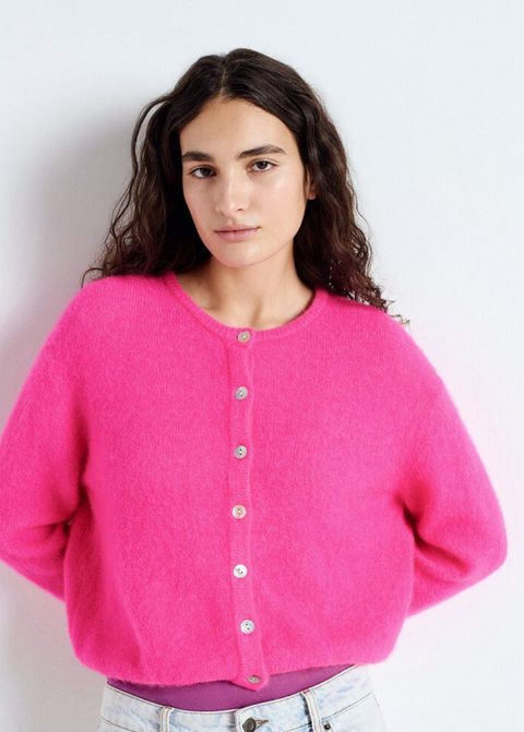 American Vintage Vitow Cardigan - Fluro Pink Melange