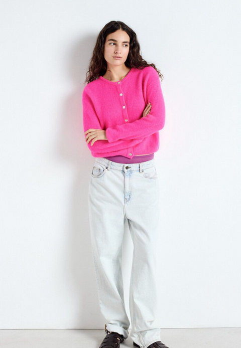 American Vintage Vitow Cardigan - Fluro Pink Melange