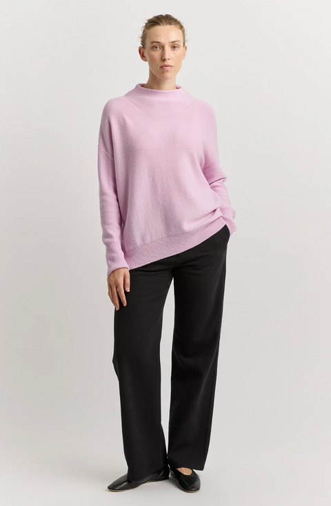 Toorallie Drop Shoulder Mock Neck Jumper - Powder Pink