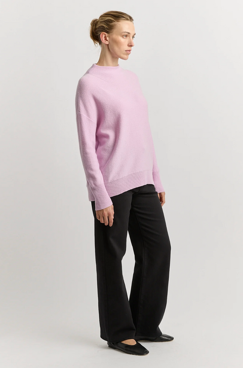 Toorallie Drop Shoulder Mock Neck Jumper - Powder Pink