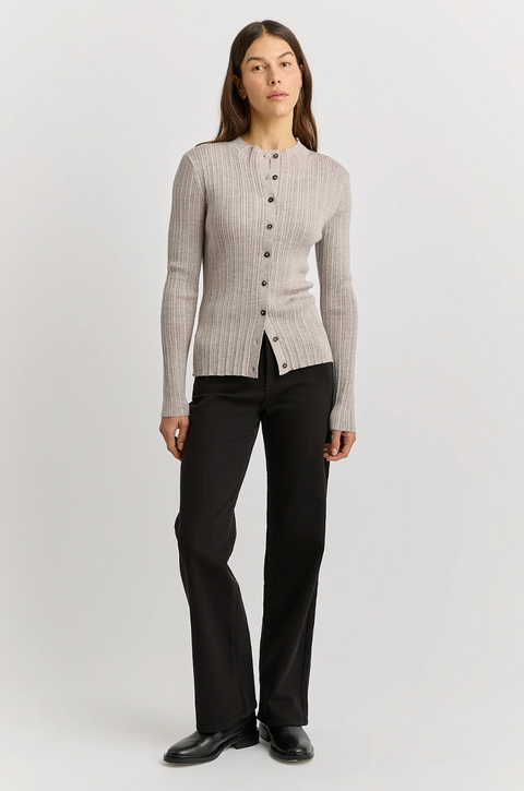 Toorallie Variegated Rib Cardigan - Light Oat