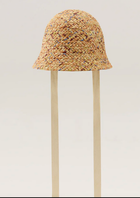 Helen Kaminski Passara Raffia Braid Cloche - Salmon Multi/Cream