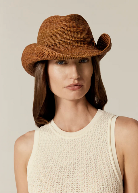 Helen Kaminski Belen Raffia Crochet Fedora - Nutshell