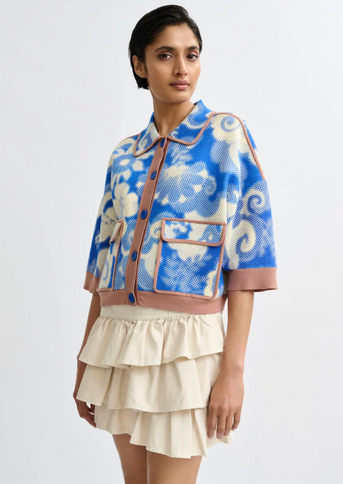 Essentiel Antwerp Joly Printed Cardigan - Night Violet