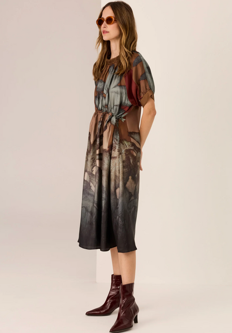 POL Clothing Palisades Silk Drawcord Dress