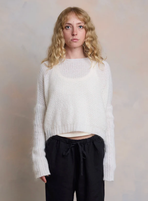 Luna Gallery Mohair Waffle Crop Jumper - Froth