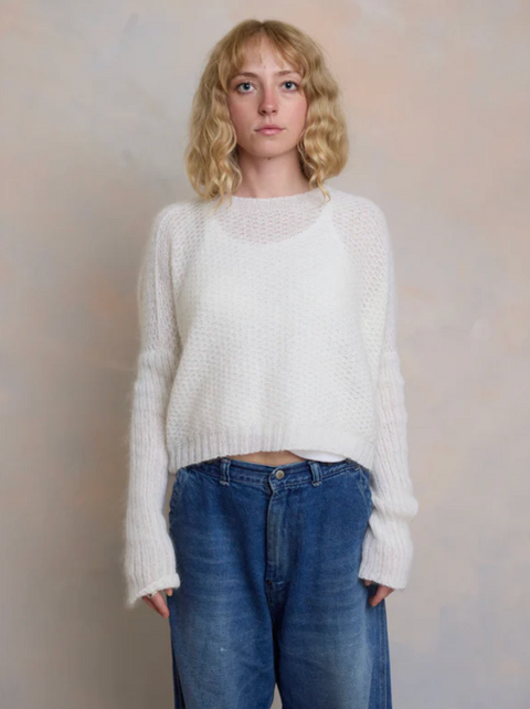 Luna Gallery Mohair Waffle Crop Jumper - Froth
