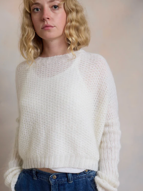 Luna Gallery Mohair Waffle Crop Jumper - Froth
