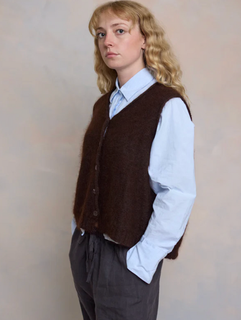Luna Gallery Mohair Sleeveless Vest - Espresso