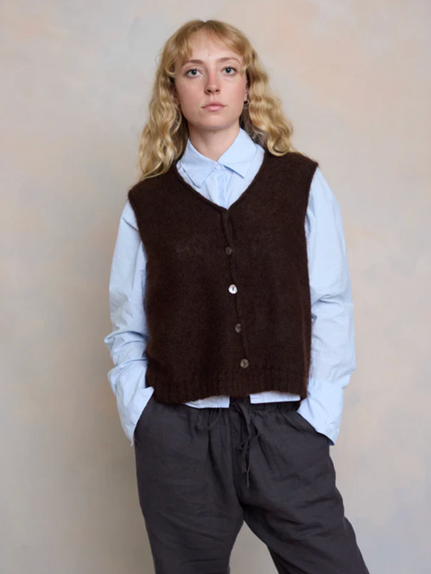Luna Gallery Mohair Sleeveless Vest - Espresso