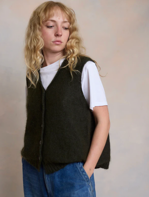 Luna Gallery Mohair Sleeveless Vest - Olive