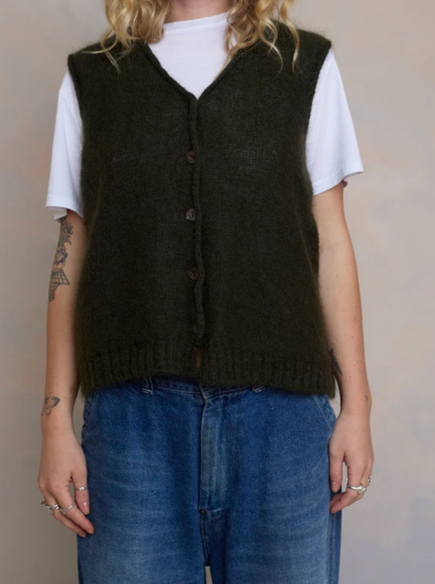 Luna Gallery Mohair Sleeveless Vest - Olive