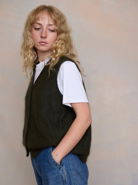 Luna Gallery Mohair Sleeveless Vest - Olive
