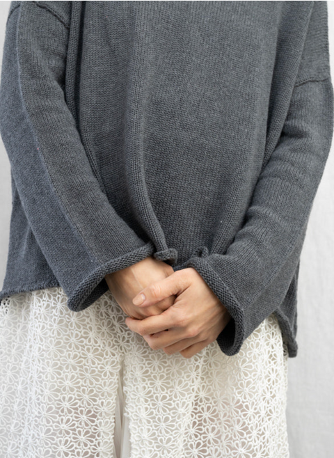 Luna Gallery Cotton Roll Neck Jumper - Granite