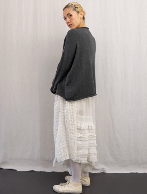 Luna Gallery Cotton Roll Neck Jumper - Granite