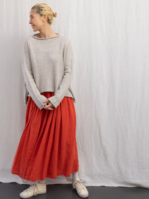 Luna Gallery Cotton Roll Neck Jumper - Linen