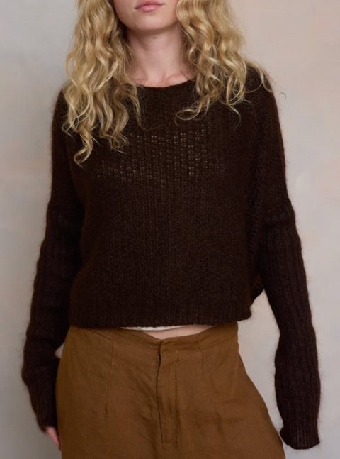 Luna Gallery Mohair Waffle Crop Jumper - Espresso