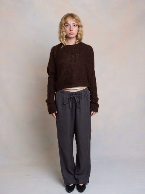 Luna Gallery Mohair Waffle Crop Jumper - Espresso