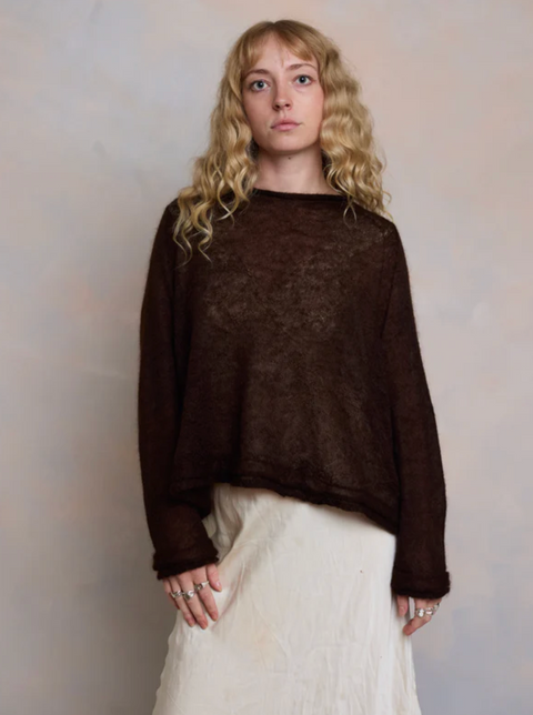 Luna Gallery Mohair Raglan Sleeve Sweater - Espresso