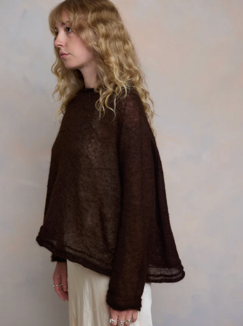 Luna Gallery Mohair Raglan Sleeve Sweater - Espresso